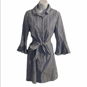 Blue and white striped dress